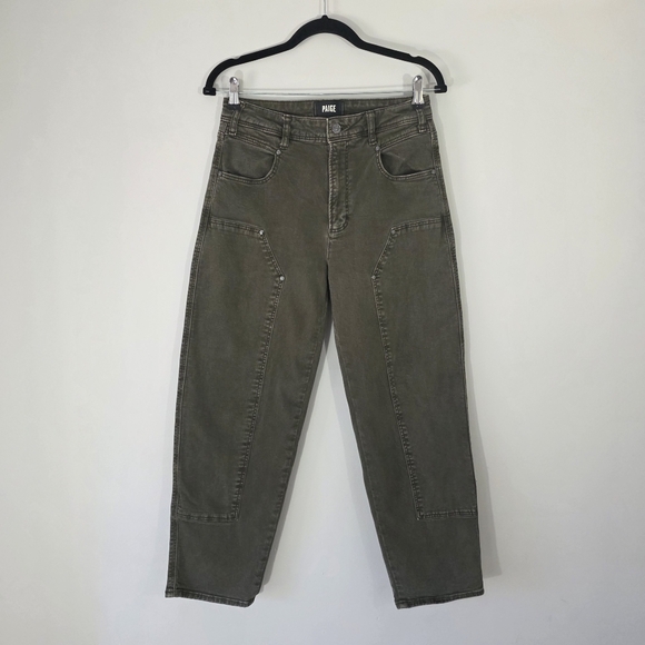 Paige Alexis Workwear Barrel Leg Utility Pant Vintage Bayou Olive Green Size 28 - Picture 4 of 15